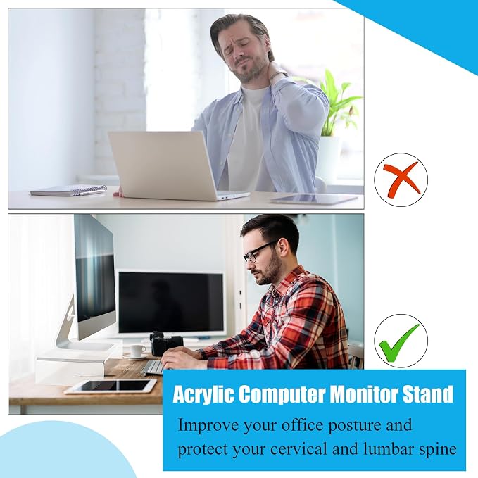 Jetec 2 Pcs Acrylic Monitor Stand Desktop Video Acrylic Monitor Riser Desk Shelf Computer Stand for Laptop TV Computer Screen Desk Organizer Teacher's Day Supplies (Clear, 20 x 8 x 3 Inch) - Image 5