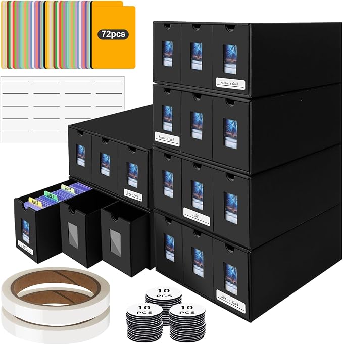 Card Storage Box,10800+ Trading Card Storage 1950+ Toploader Card Storage Box for Commander Display,with 72 Dividers, Labels & Tapes,Fit for TCG, MTG by HIMOMO