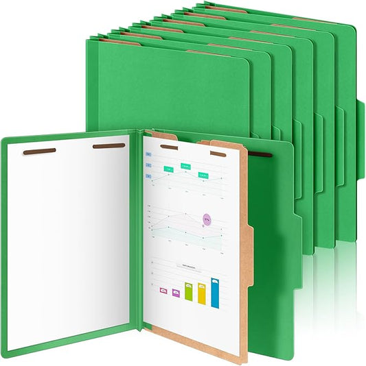 Skyygemm 12 Pcs Classification Folder Letter Size, 1 Divider,Green | Back to School Supplies, File Organizer with Fastener, Expanding File Organizer Bulk for Office Employee, Staff, Teacher by Skyygemm