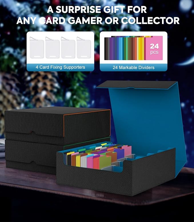MoKo Trading Card Storage Box for MTG, 3000+ Card Organizer, Cyan | MTG Deck Box, w/ 24 Colorful Dividers & 4 Card Supporters, MTG Card Storage for Magic Game, TCG, PTG Baseball and Sport Cards - Image 7