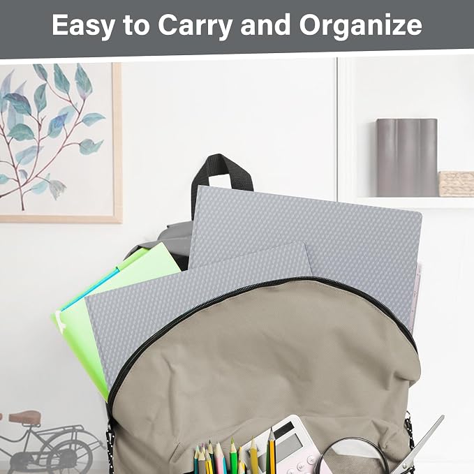 12-Pack Plastic Pockets with Prongs, 2-Pocket Folders with 3 Fasteners, Holds 8.5" x 11" Paper, Silvery - Image 5