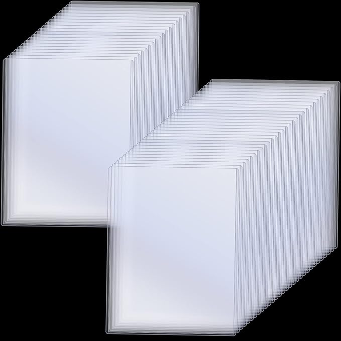 Teling 50 Pcs 8.5 x 11 Inch Rigid Sheet Protectors, Clear Plastic Document Sleeves, Hard Document Holder, Birth Certificate Protector Certificate Holder Clear Paper Protector for Important Documents by Teling