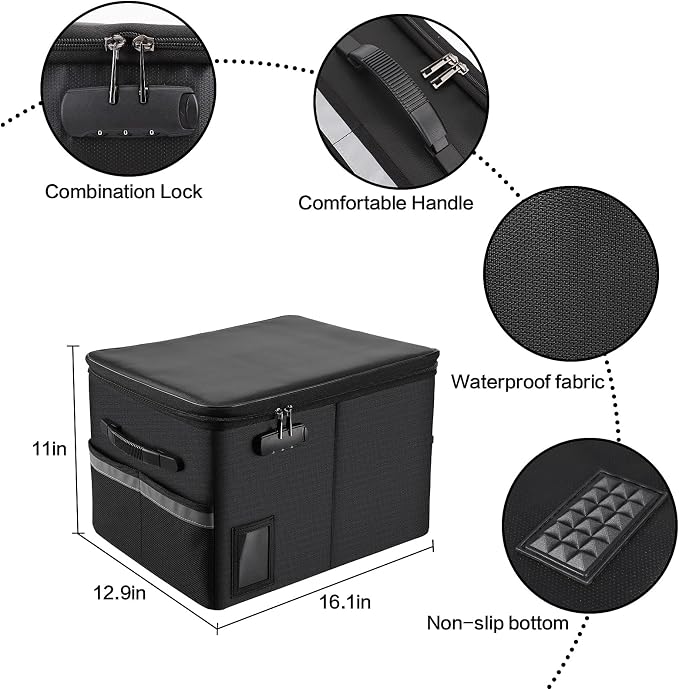 TOMKID Fireproof File Cabinet with Lock, Fireproof Document Organizer Collapsible File Box Filing Cabinet with Handle for Letter Legal Folder Certifications - Image 4