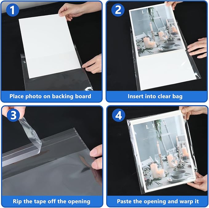 100 Pcs Magazine & Comic Book Protector Sleeves with 100 Backing Boards - Full Archival Set, Acid-Free Plastic Sleeves & Hard Boards for Collectors (28x36cm) - Image 7