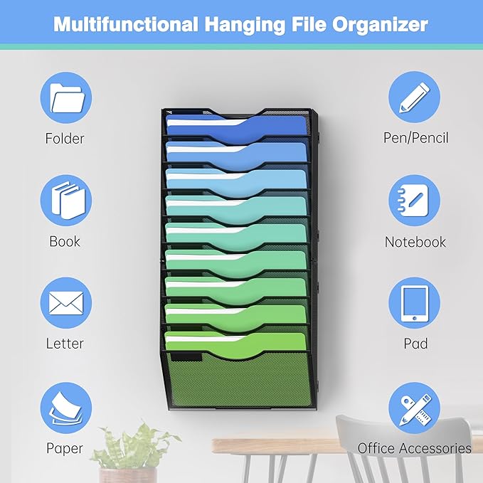 Kuntine.B Wall File Organizer Office Hanging Magazine Holder Wall File Organizer for Office Home - Image 4