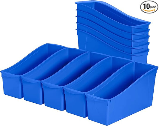 ECR4Kids Linking Plastic Storage Book Bin, Multipurpose Organization, Blue, 10-Piece by ECR4Kids