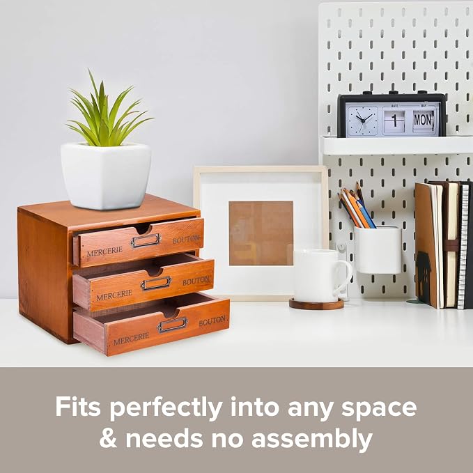 5-Piece Vintage Organization and Storage Set - Single Drawer, 2-Drawer, 3-Drawer, 4-Drawer & 5-Drawer Organizer Chests - Embroidery, Sewing, Arts and Craft Journaling - Stackable Modular Storage - Image 6