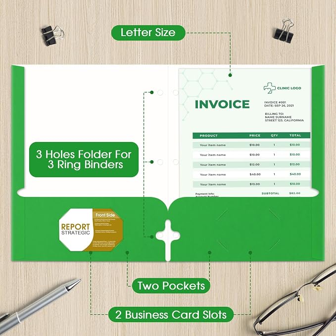 120 Pack Folders with Pockets, 2 Pocket Folder Bulk, Letter Size for School | Assorted Colors, 3 Hole Punched with Business Card Slot, 100 Sheets Capacity, Suitable for Office Home, Back to School - Image 2