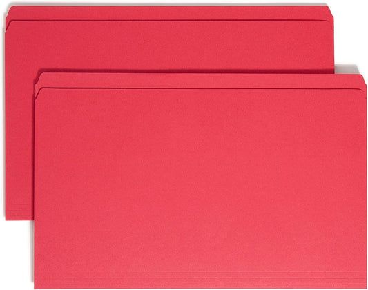 Smead File Folder, Reinforced Straight-Cut Tab, Legal Size, Red, 100 per Box (17710) by SMEAD