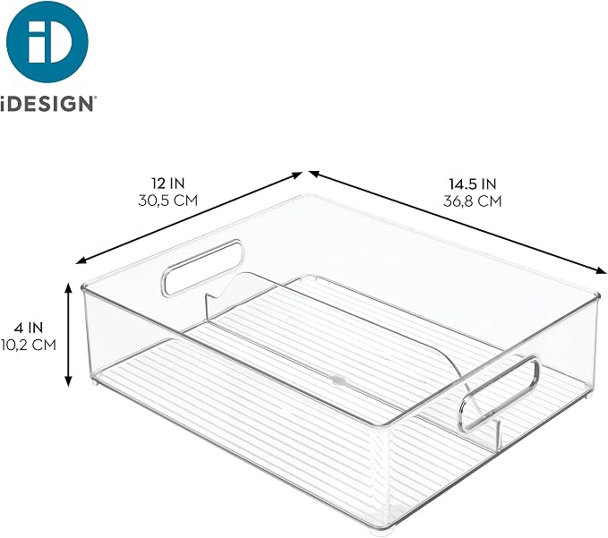iDesign Divided Pantry Bin with Handles, Set of 3, Clear | For Pantry, For Refrigerator, For Freezer - Image 4