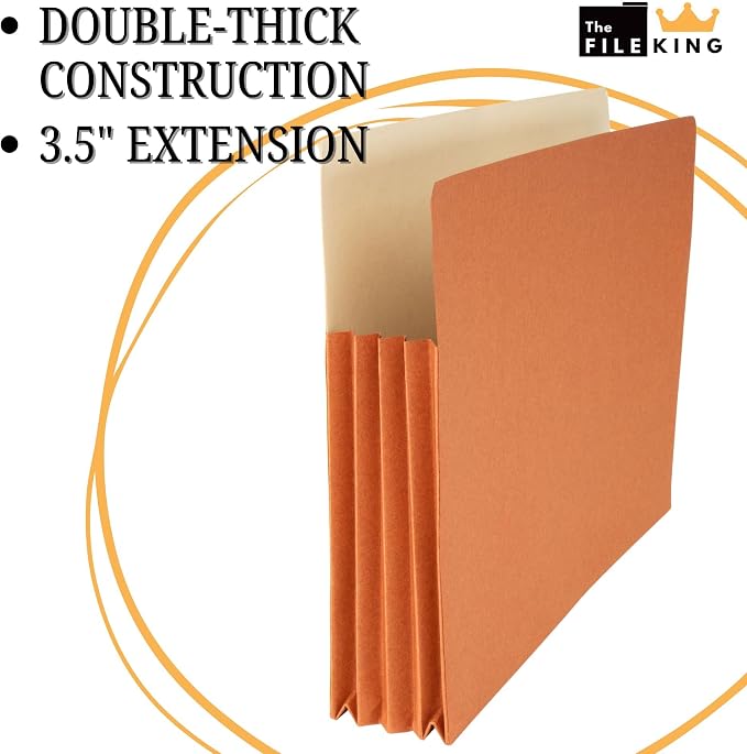 The File King Expanding Accordion File Folder - Legal Size 8½” x 14” | 3.5” Expansion, 50 Pack | Straight Cut Tab | Holds Thick Case Files | Law, Accounting & Business Filing Organizer | Made in USA - Image 4