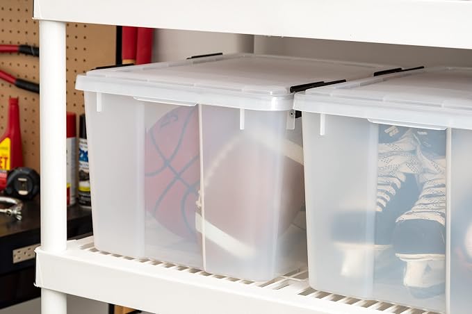 IRIS USA 46 Quart WEATHERPRO Plastic Storage Box with Durable Lid and Seal and Secure Latching Buckles, Clear with Black Buckles, 1 Pack - Image 6