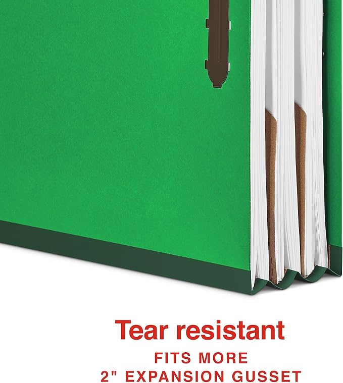 Staples 100% Recycled Heavy‑Duty Classification Folder, Letter Size, 2 Dividers, 2″ Expansion, Green Pressboard, Durable Construction, 10/Box - Image 3