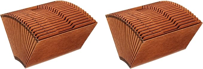 Globe-Weis PFXR217AHD / Heavy Duty Expanding File, Open Top, 21 Pockets, A-Z, 1/3 Cut Tabs, Letter Size, Brown (R217AHD) (2, Brown) … by Globe-Weis
