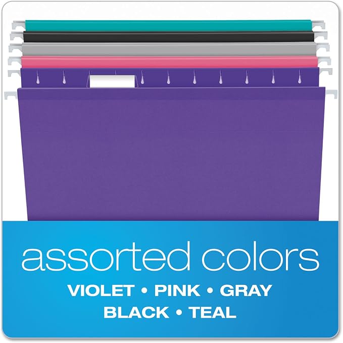 Pendaflex Products - Pendaflex - Reinforced Hanging Folders, Kraft, Letter, Pastel Colors, 25/Box - Sold As 1 Box - Categorize subjects by color. - Lighter interior color helps prevent misfiles. - Critical wear points are polylaminate reinforced. - Now... - Image 3