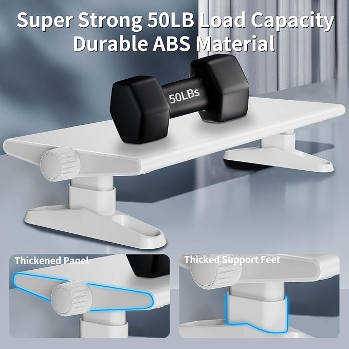 Computer Monitor Stand Riser for Desk,4.4-5.7 Inches Freely Height Adjustable with Cellphone Holder,Multi-Purpose Desktop Organizer Monitor Stands Riser for Computer,Laptop,Printer,TV (White) - Image 3