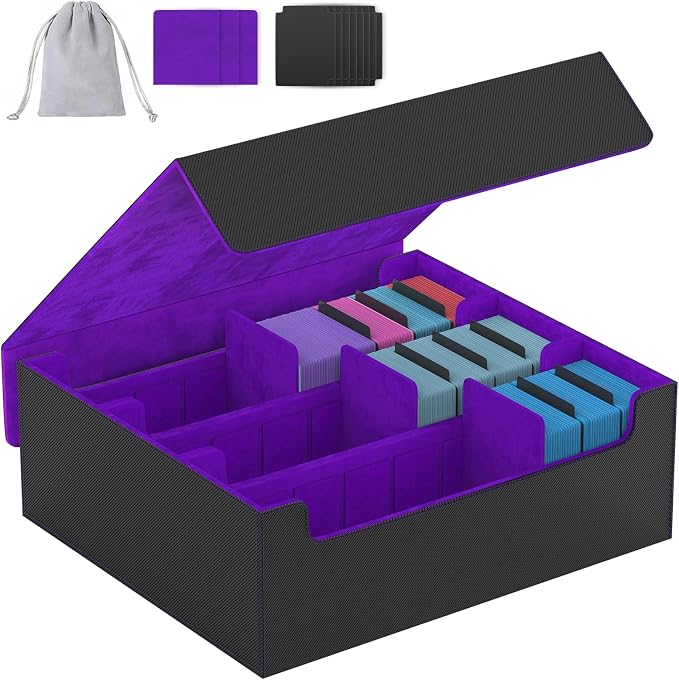 3-Row【2400+】 Trading Card Storage Box, Card Organizer Holder with 8 Dividers, Case Fit for MTG TCG Magic Commander Deck Playing Cards, Deck Box for Sport Card by ENTUMODirect