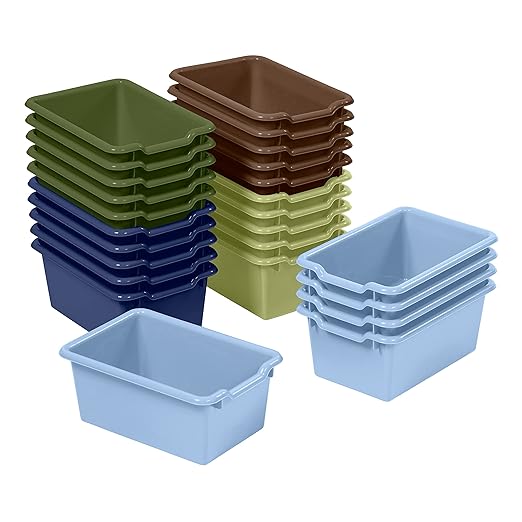 ECR4Kids Scoop Front Storage Bins, Multipurpose Organization, Earthtone, 25-Piece by ECR4Kids