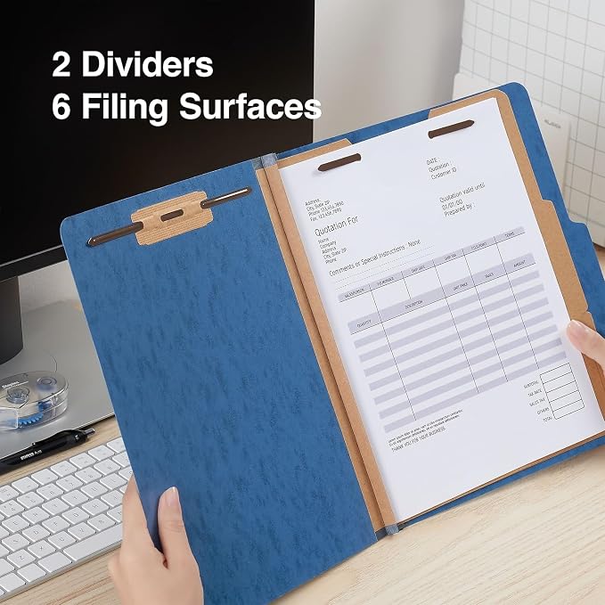 Staples Moisture‑Resistant Classification Folder, Letter Size, 2 Dividers, 2/5‑Cut Top Tab, Blue, Durable Construction, 10/Box - Image 8