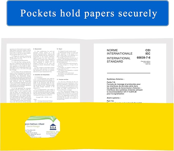 Zzrywuty 100 Packs Yellow Two Pocket File Folders with Business Card Slot,Textured Paper,Letter Size,Holds 100 Plus Sheets for School,Office,Business - Image 3