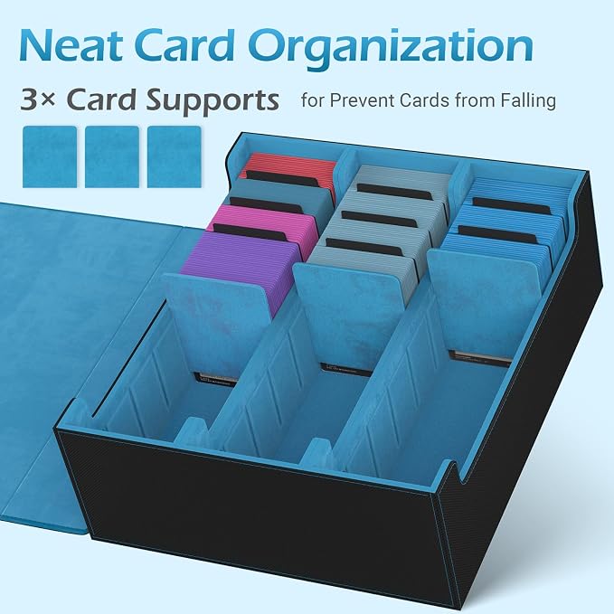 3-Row【2400+】 Trading Card Storage Box, Card Organizer Holder with 8 Dividers, Case Fit for MTG TCG Magic Commander Deck Playing Cards, Deck Box for Sport Card - Image 4
