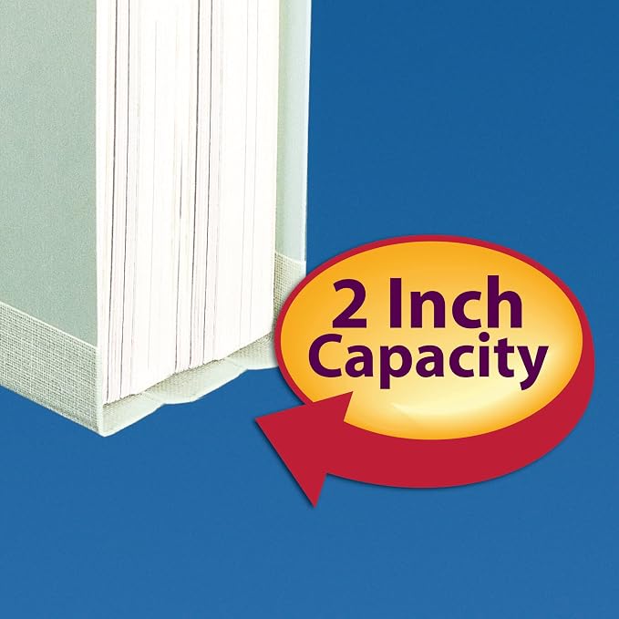 Smead Pressboard Fastener File Folder with SafeSHIELD Fasteners, 2 Fasteners, Straight-Cut Tab, 2" Expansion, Letter Size, Gray/Green, 25 per Box (14910) - Image 4