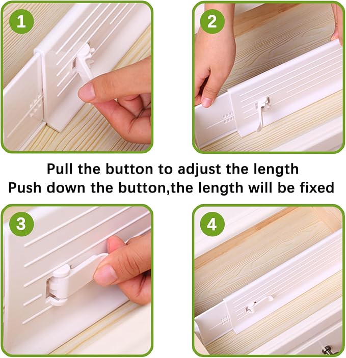 Set of 4 Adjustable Drawer Dividers, Plastic Drawer Dividers, DIY Drawer Organiser Set, Drawer Organiser for Socks, Kitchen, Office (4) - Image 4