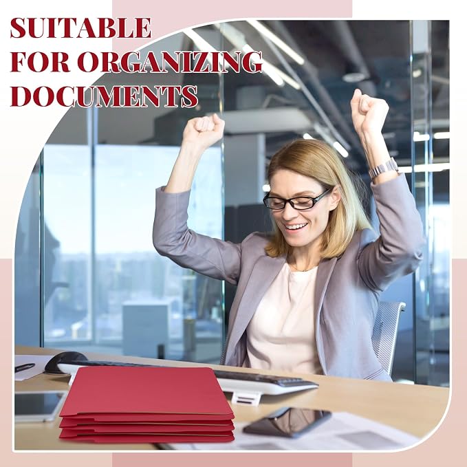 Skyygemm 24 Pack Classification Folders, Letter Size,1 Dividers,Red | Pressboard File Folders, 2 Prong Fasteners, 2" Expanding, Manila, End Tab, for Office School Legal Records Medical - Image 6