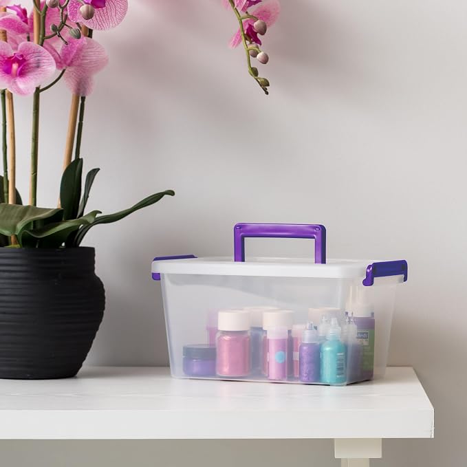 IRIS USA Storage Bins with Lids |Made in USA| 5 Qt - (6-Pack) - Clear | Built-In Handle Tote / Plastic Containers for Crafts, Art, Office & Study Supplies / Interlocking Latches - Image 3