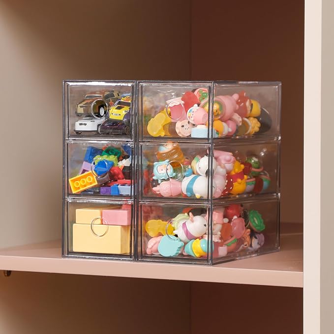 Clear Desk Drawers Organizer, 4 Pack, 12 Drawers, Plastic | For Home Office Supplies, Marker Pen, Art Crafts, Crayons, Coffee Pods, Makeup, For Bathroom, Kitchen, Pantry, Coffee Bar - Image 8