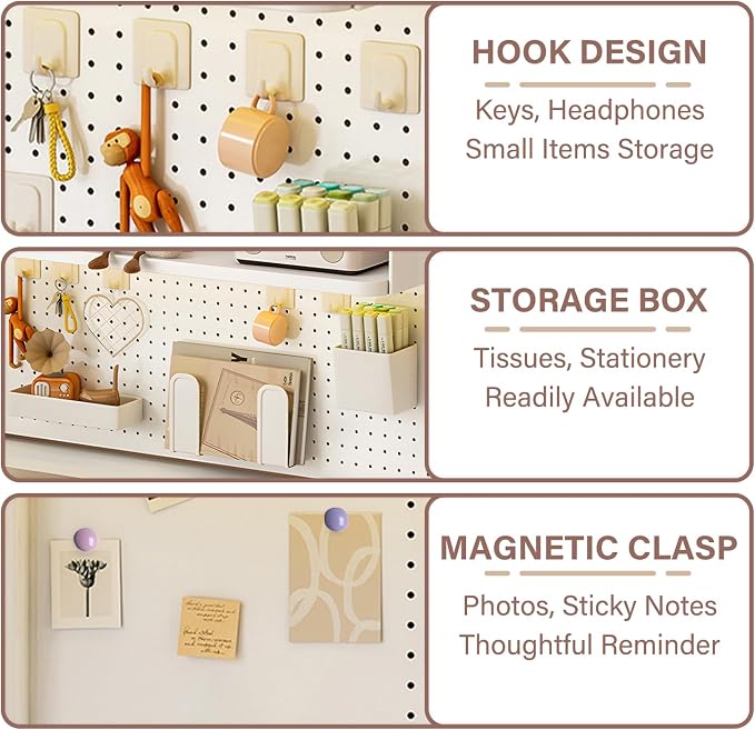 Clamp On Desk Organizer Shelf,Desk Extender Pegboard,White,23.6in | Computer Desk Accessories for Office,Desktop Bookshelf Storage Shelves for Desk, Desktop Shelving System - Image 7