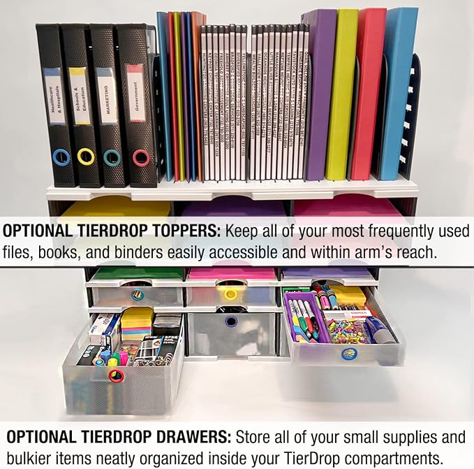 Ultimate Office TierDrop Desktop Organizer, 24 Compartment Sorter, 3-Wide | Sorts documents, forms, mail for office or classroom; modular no-tool assembly design, easily expands with add-on tiers - Image 6