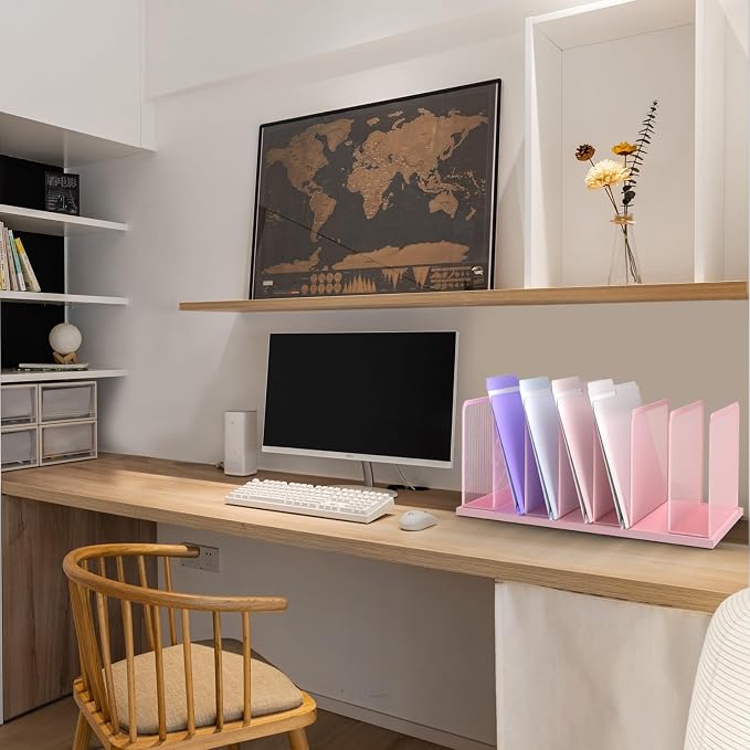 Kuntine.B 7-Section Upright Desk File Organizer Pink 1 Pack | Vertical, Mesh, Metal, Assembly, Stability, Sturdiness, Organization, Standing - Image 5