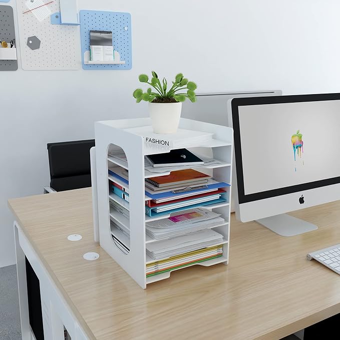 Natwind 7-Tier Office File Organizer For Desk,Paper Sorter,White | Desktop Storage For Office Supplies,Document Storage Rack,Letter Tray For Home,Office,Classroom Document Holder - Image 6