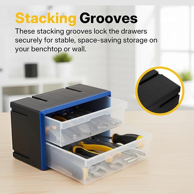 Northsky 2-Drawer Small Parts Cabinet, Stackable, Clear, 14.17 × 7.09 × 9.45 in - Image 5