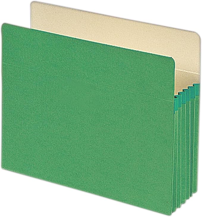Smead File Pocket, Straight-Cut Tab, 5-1/4" Expansion, Letter Size, Green, 10 per Box (73236) (Pack of 5) by SMEAD