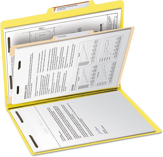 Smead Classification Folder with Prongs, 1 Divider, 2" Fasteners, Letter Size, for Documents Organization, Durable File Organizer for Home, School or Office, Yellow (13704) - Image 8