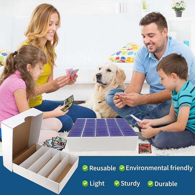 4 Pack Card Storage Box, 3700 Count Trading Card Storage Box White Sports Storage Cards Box Organizer Sorting Tray Cases Box for Storing Protecting and Organizing Soccer Cards - Image 5