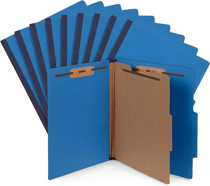 Blue Summit Supplies 30 Dark Blue Classification Folders, 1 Divider, Letter | Heavy duty 25pt dark blue pressboard, 1 divider, 2 in expansion, 2 prong, medical files and office reports - Image 6
