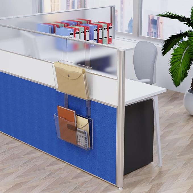 2 Tier Clear Acrylic Wall Hanging File Organizer Over the Door File Holder | 3mm Thickened Acrylic File Folder with Hooks, Book Mail Paper Document Storage Organization 2 Pockets for Office School Home - Image 2