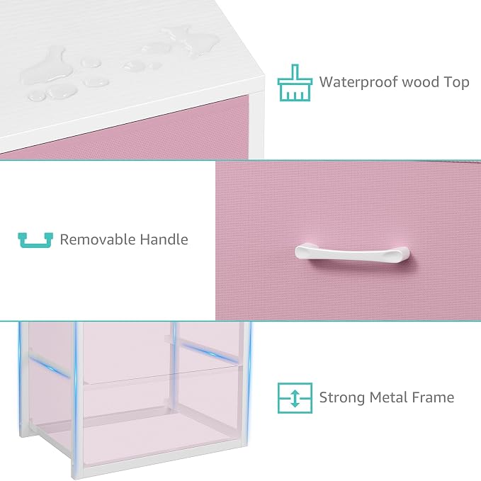 BOLUO Stackable Closet Drawers for Clothes Organizers and Storage Fabric Pink 2 Drawer Dresser for Bedroom 2 Packs Modern Small - Image 8