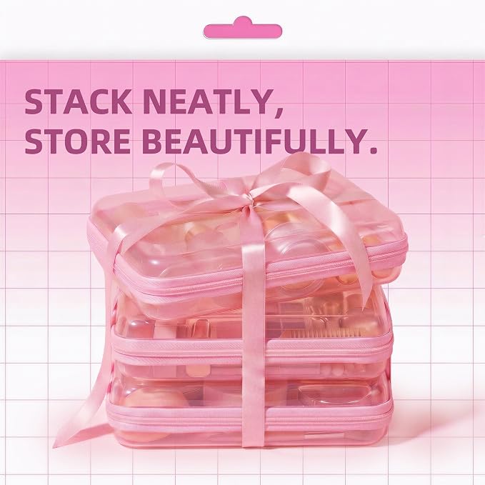 CoiiJoii 3PCS Large Clear Hard Shell Zippered Case, Diaper Bag Organizing Pouches, Waterproof Cosmetic Bag, Storage Organizer Bins. - Image 4