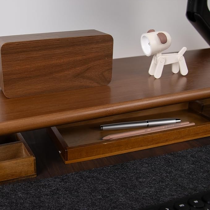 Bamboo Monitor Stand Riser, Brown Desk Shelf with Acrylic Legs | 31.5-Inch Wide, 3.3-Inch Clearance, Fits Monitor, Laptop, Printer and Speakers for Small Desks - Image 6
