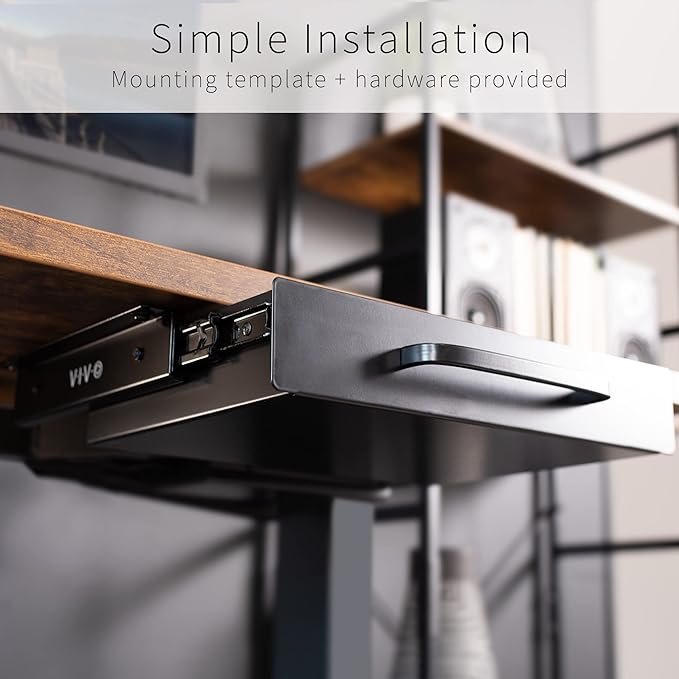 VIVO 13 inch Under Desk Mounted Sliding Pull-out Drawer for Office Desk, Pull Handle, Storage Organizer for Sit Stand Workstation, Black, DESK-DR1H-B | Sliding Steel Pull-out Drawer for Office Desk, Pull Handle, Storage Organizer for Sit Stand Workstat... - Image 5