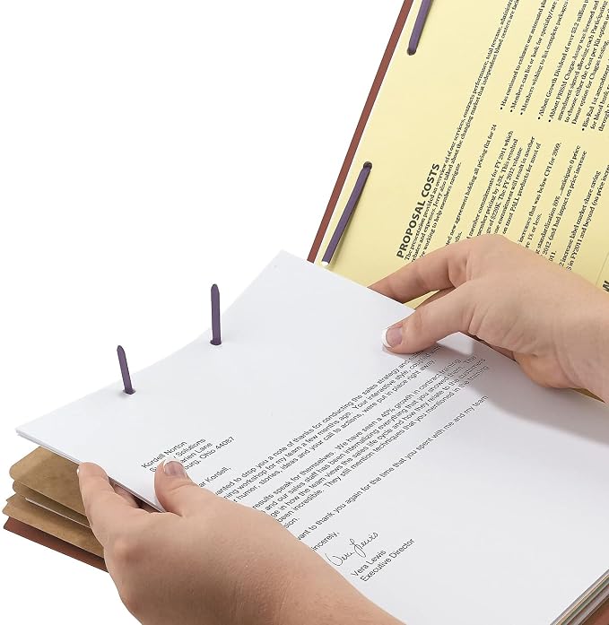 Smead 100% Recycled End Tab Pressboard Classification File Folder with SafeSHIELD Fasteners, 3 Dividers, 3" Expansion, Letter Size, Red, 10 per Box (26865) - Image 9
