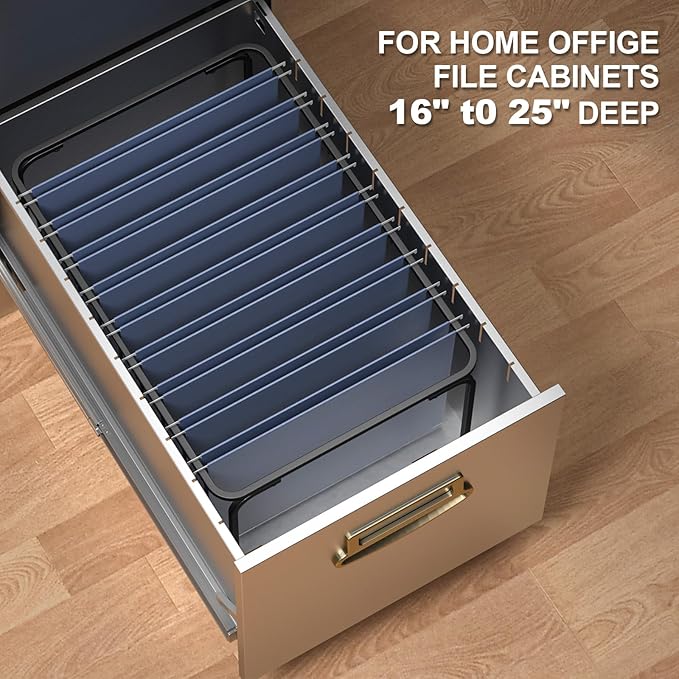 Upgraded Adjustable Hanging File Folder Frame,Legal/Letter Size,Length Adjusted 16 to 25 inches,Heavy Duty Steel File Drawer/Cabinet Organizer Insert, Hanging Folder Holder,12.598" W X 9.45" H - Image 5