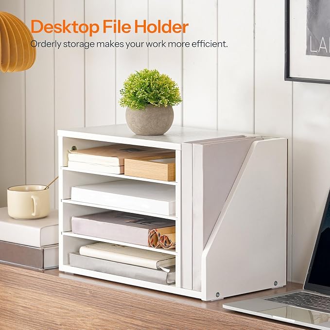 HOOBRO Mail Sorter, Literature Organizer with Adjustable Shelves, Paper Organizer for Office, Home, Wood Countertop File Holders, Mails, Magazines, White WT41WF01 - Image 7