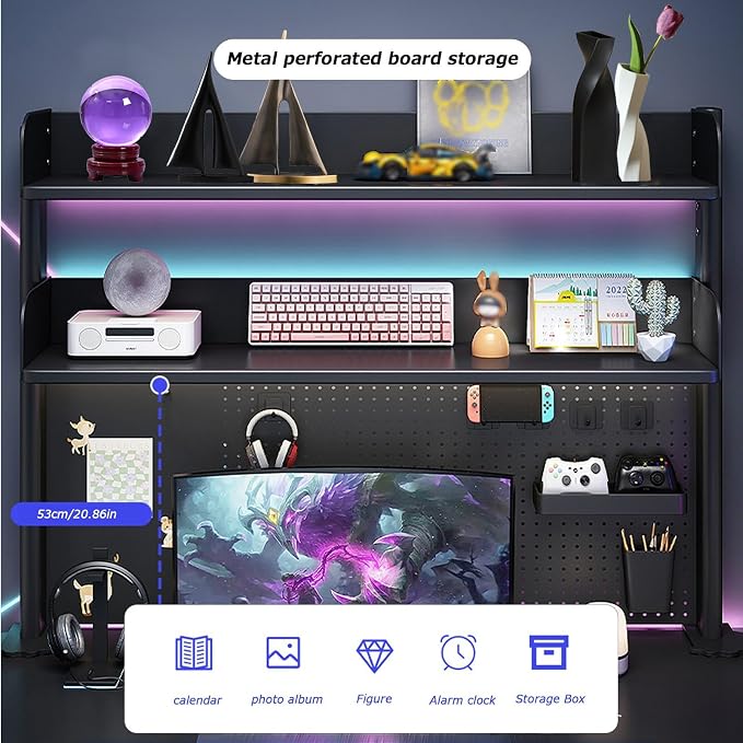 Clamp On Desk Organizer Shelf, BLACK Desk Extender Pegboard Workstation,Computer Desk Accessories for Office, Privacy Panel for Gaming Desk,23.6/31.4/39.3in Desktop Shelving System (100cm/39.3in) - Image 4