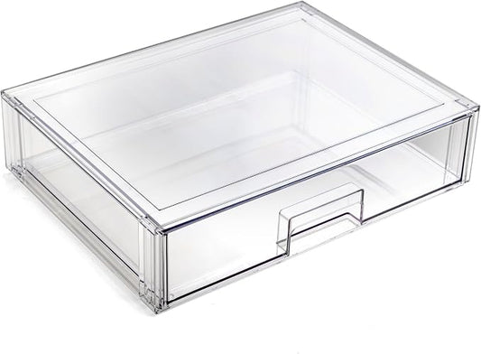 BINO | Stackable Storage Drawers, Shallow X-Large - Clear | THE CRATE COLLECTION | Storage Bins With Drawers Bathroom Organizers and Storage Organization and Storage Under Sink Organizer Vanity Home by BINO