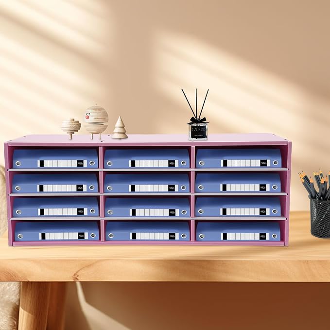 12-Slot Desktop Mail Sorter Organizer File Holder for Office Home | Sturdy PVC Construction, Top Storage Platform, Wide Slot Openings, Smooth Round Corners, Easy Assembly, Effortless Cleaning - Image 2